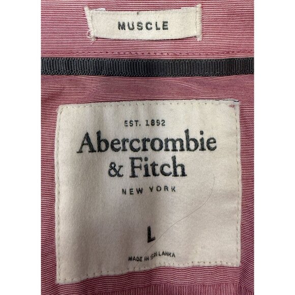 Abercrombie & Fitch Mens Muscle Fit Pink Button Up LongSleeve Shirt Size L Moose - Picture 5 of 7